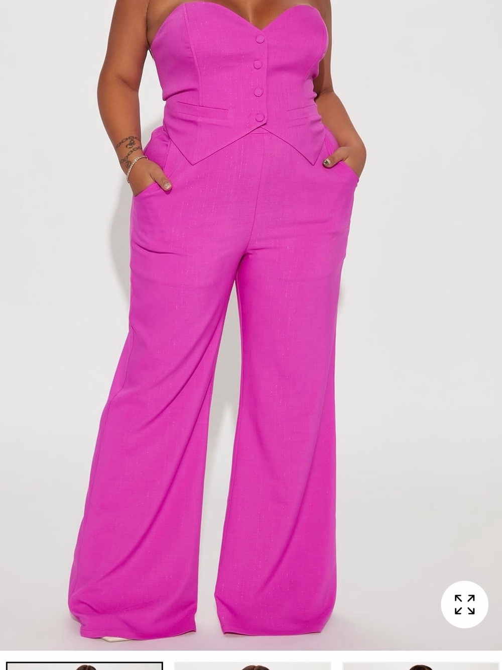 Fashion Nova Fuchsia Amelia Strapless Two Piece Pant Suit